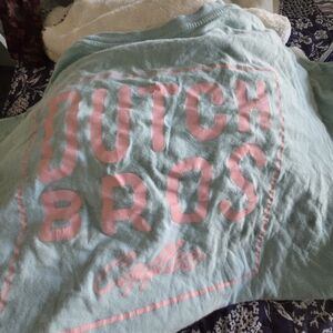 Dutch Bros Aqua and Pink Short Sleeve Tee